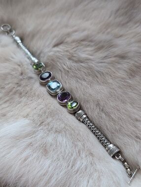 EUC Sterling Silver Multi-Gemstone Bracelet
